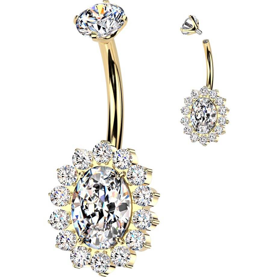 Titan Bauchnabelpiercing ovaler Zirkonia Innengewinde - Image 3