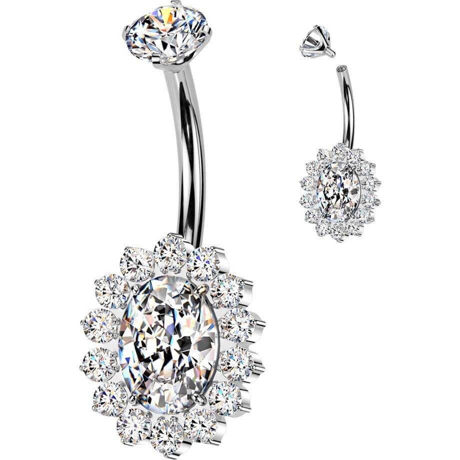 Titan Bauchnabelpiercing ovaler Zirkonia Innengewinde - Image 4