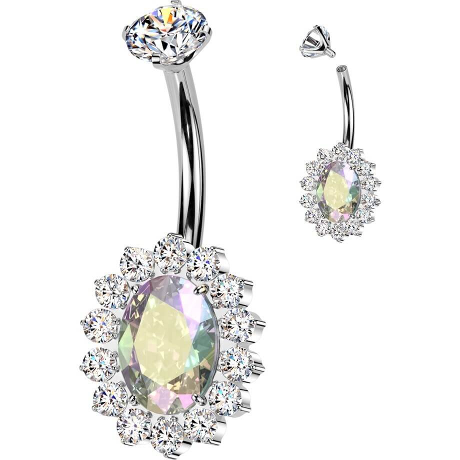 Titan Bauchnabelpiercing ovaler Zirkonia Innengewinde - Image 5