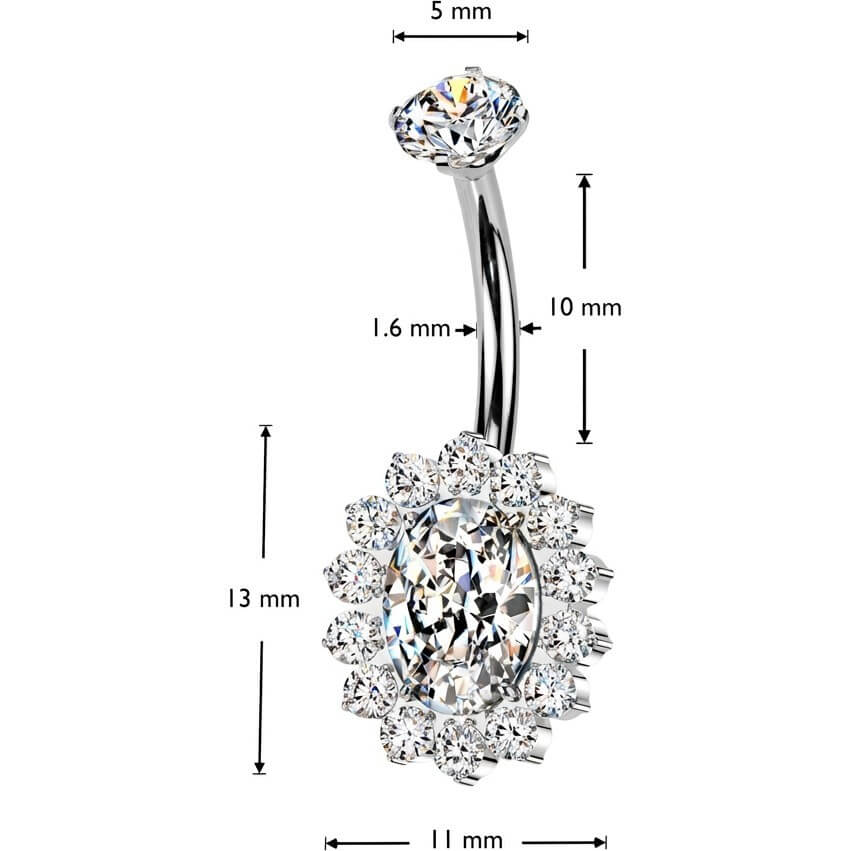 Titan Bauchnabelpiercing ovaler Zirkonia Innengewinde - Image 6