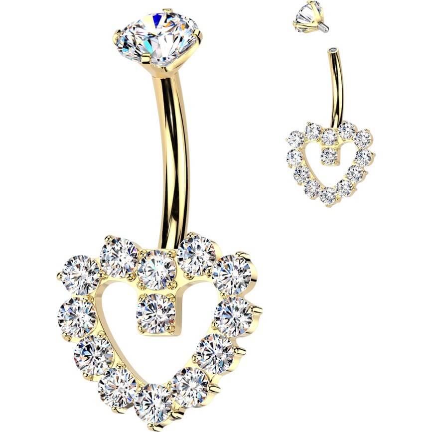 Titan Bauchnabelpiercing Herz Zirkonia Innengewinde - Image 3