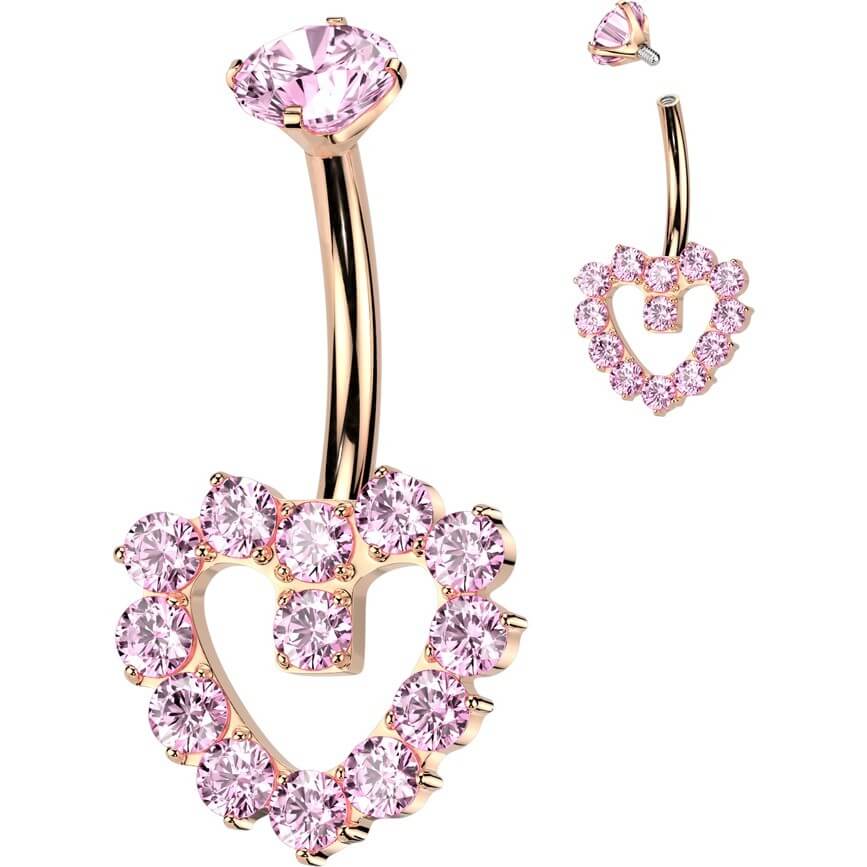 Titan Bauchnabelpiercing Herz Zirkonia Innengewinde - Image 4