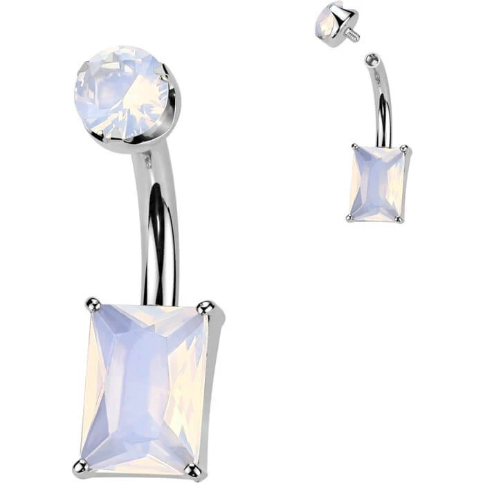 Titan Bauchnabelpiercing Rechteck Naturstein Innengewinde - Image 11