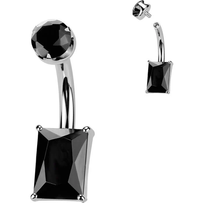 Titan Bauchnabelpiercing Rechteck Naturstein Innengewinde - Image 9