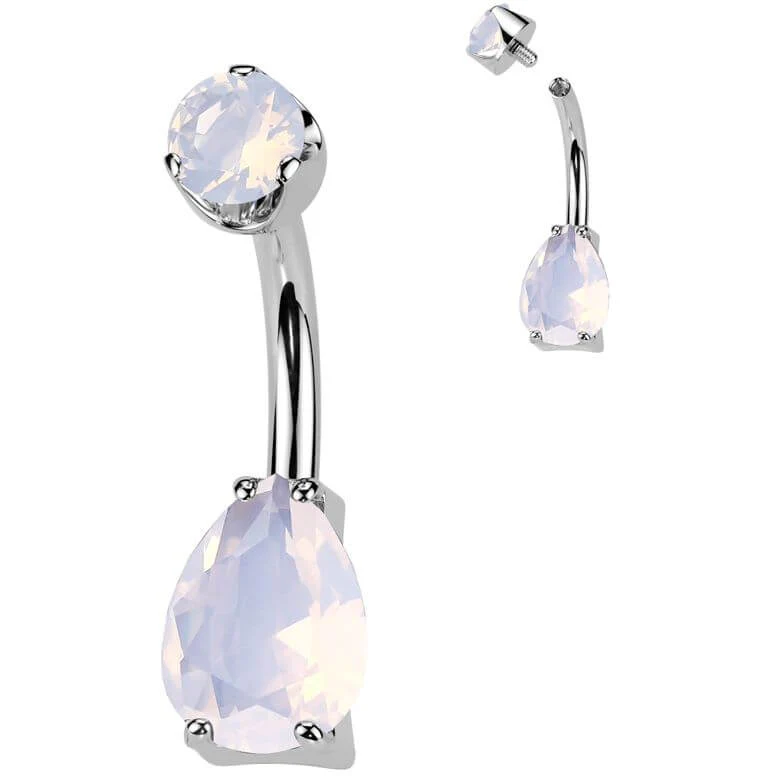 Titan Bauchnabelpiercing Träne natürlicher Edelstein Innengewinde - Image 8