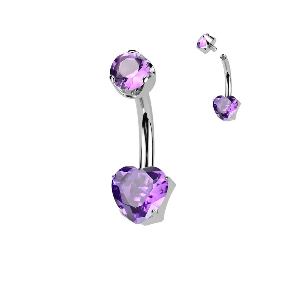 Titan Bauchnabelpiercing Herz natürlicher Edelstein Innengewinde - Image 11