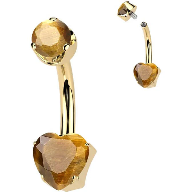 Titan Bauchnabelpiercing Herz natürlicher Edelstein Innengewinde - Image 4
