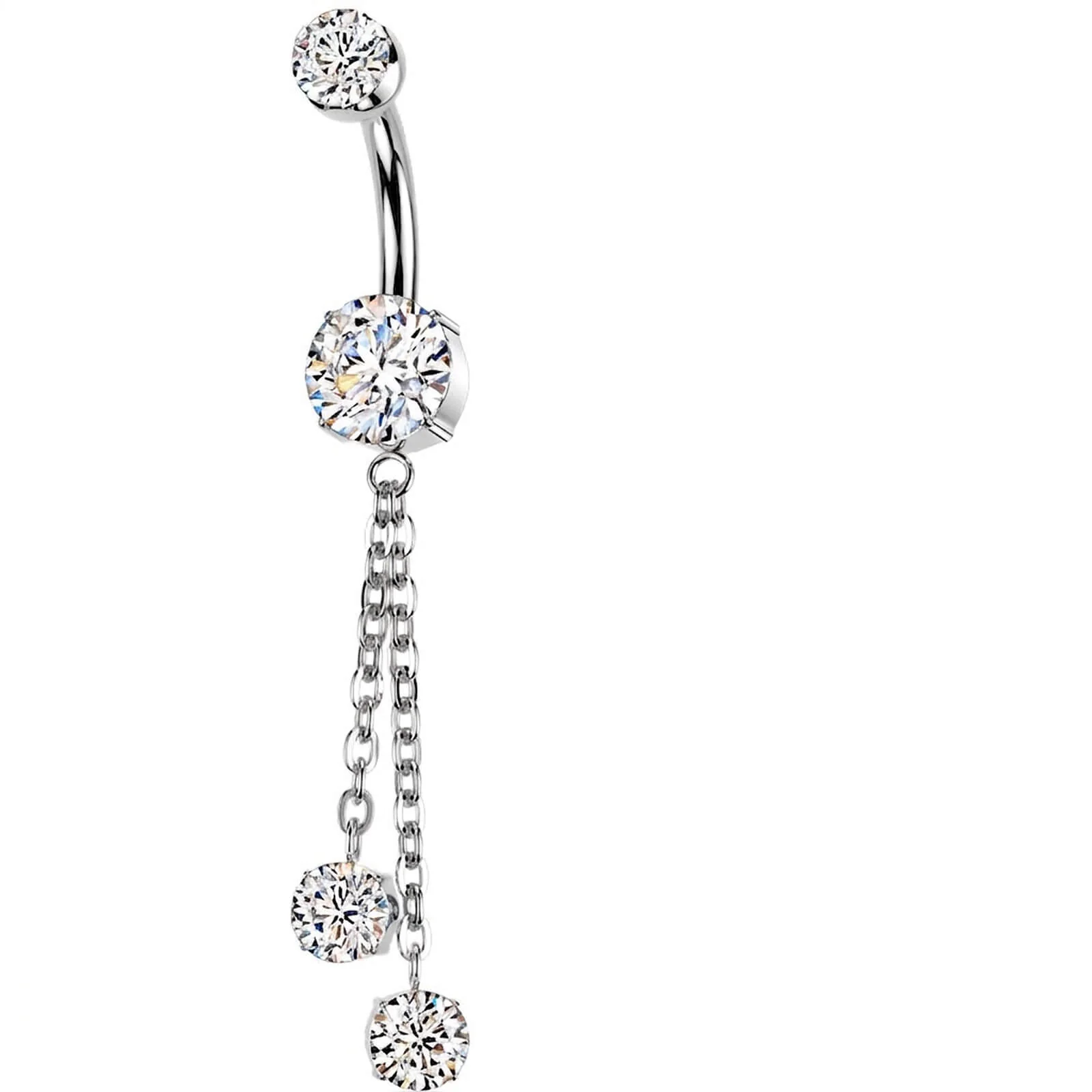 Titan Bauchnabelpiercing Zirkonia Kette Beweglich Innengewinde