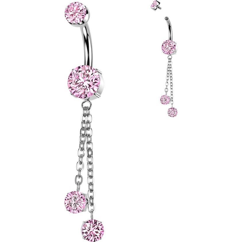 Titan Bauchnabelpiercing Zirkonia Kette Beweglich Innengewinde - Image 4