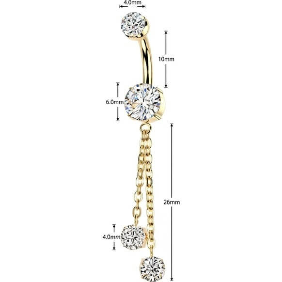Titan Bauchnabelpiercing Zirkonia Kette Beweglich Innengewinde - Image 6