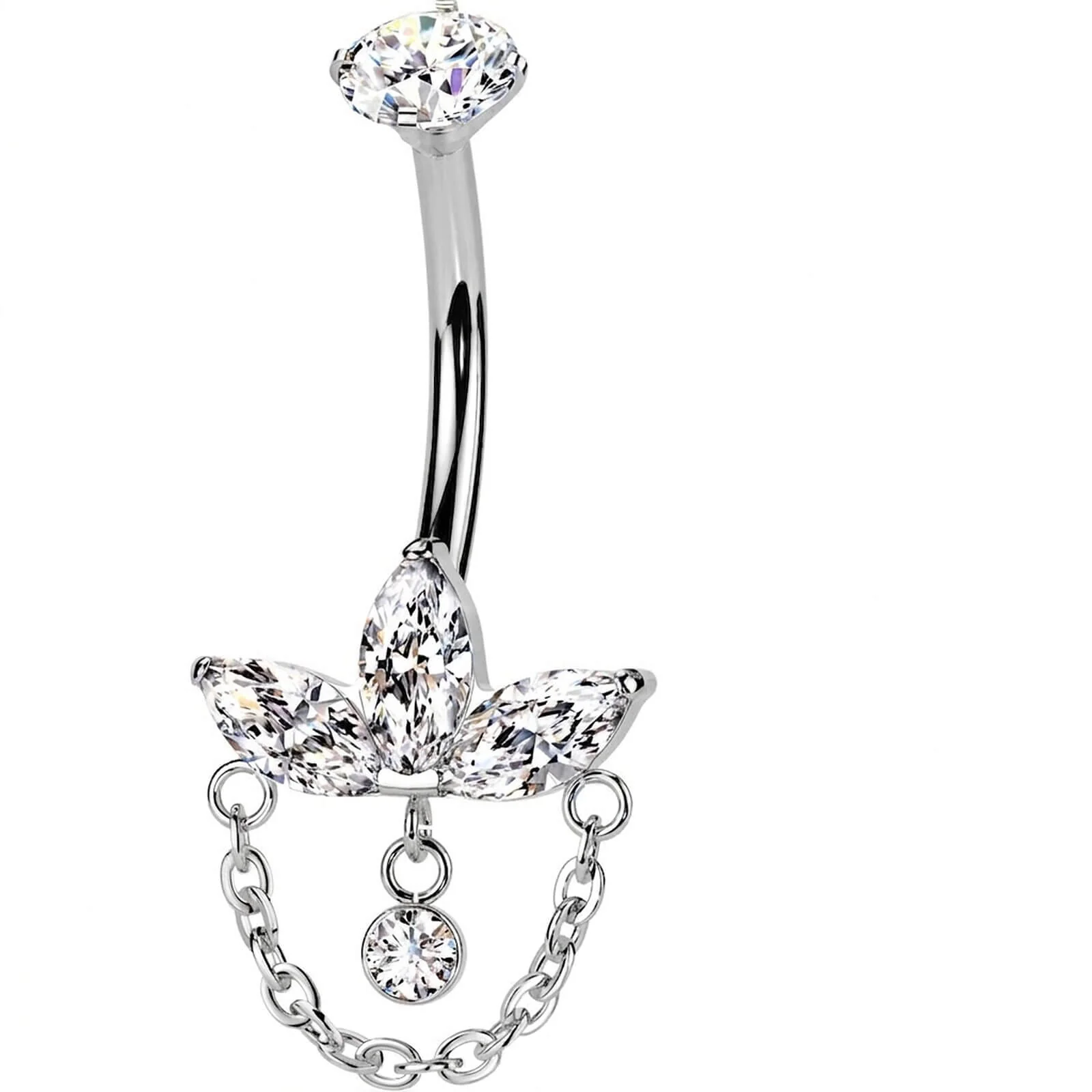 Titan Bauchnabelpiercing Zirkonia Kette Beweglich Innengewinde