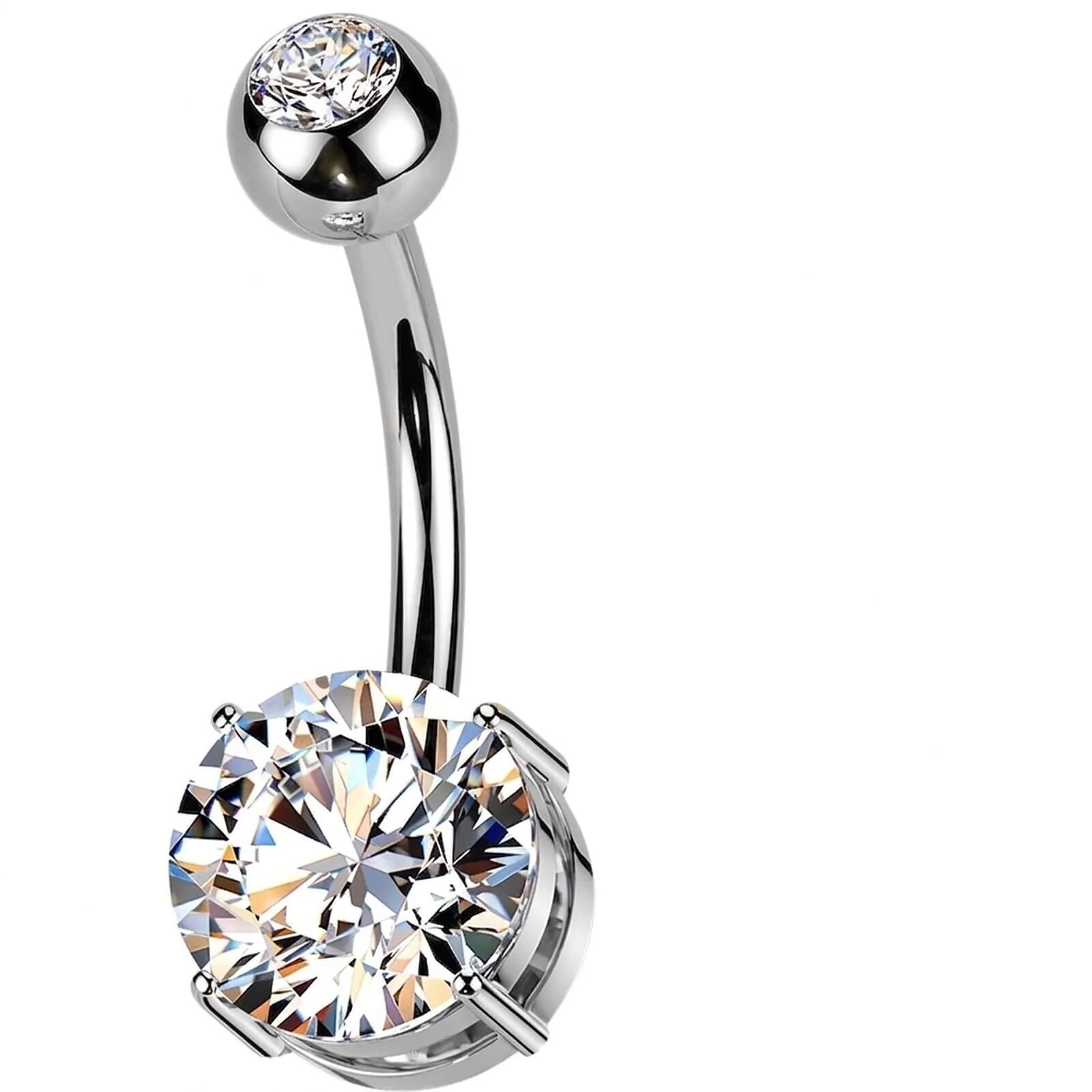 Titan Bauchnabelpiercing Doppel Zirkonia Innengewinde