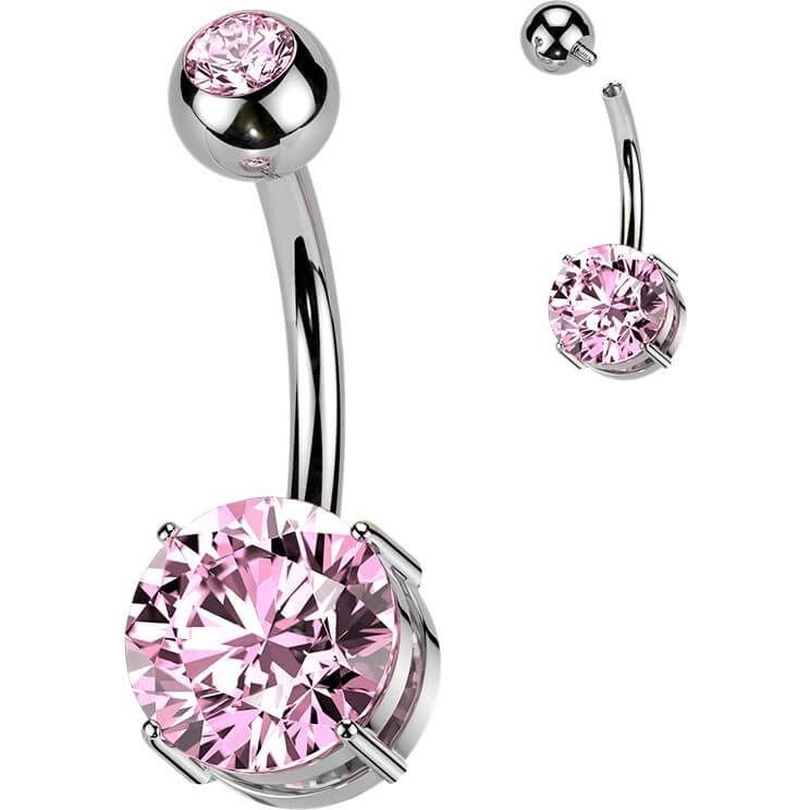 Titan Bauchnabelpiercing Doppel Zirkonia Innengewinde - Image 5