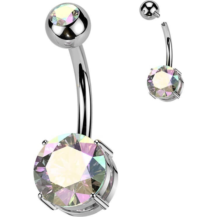 Titan Bauchnabelpiercing Doppel Zirkonia Innengewinde - Image 6