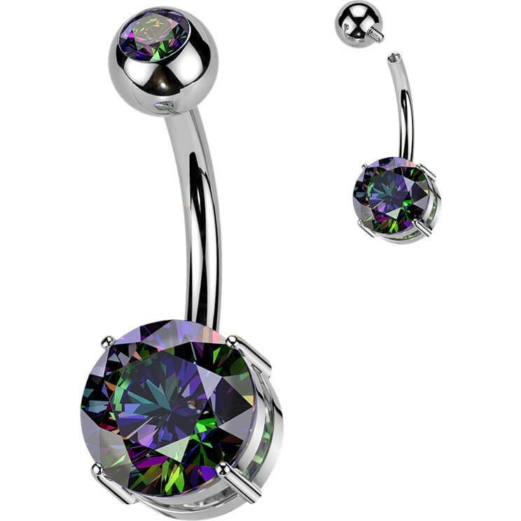 Titan Bauchnabelpiercing Doppel Zirkonia Innengewinde - Image 7