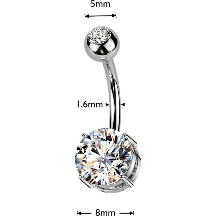 Titan Bauchnabelpiercing Doppel Zirkonia Innengewinde - Image 8