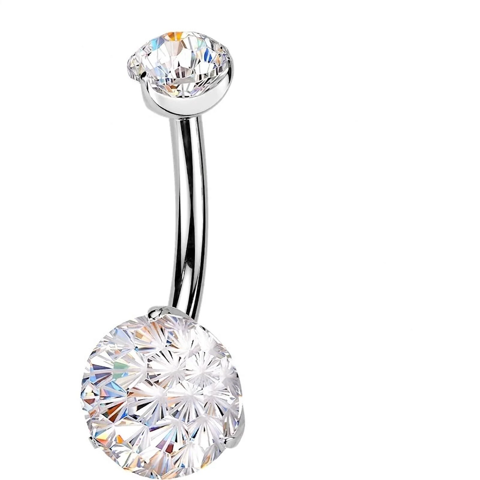 Titan Bauchnabelpiercing Doppel Zirkonia Innengewinde