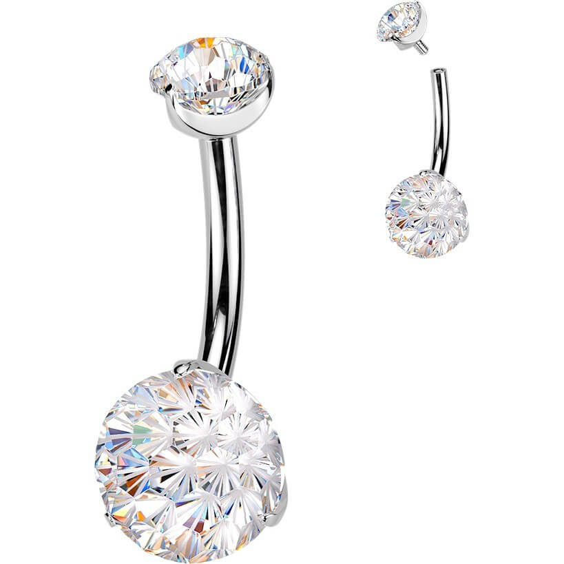 Titan Bauchnabelpiercing Doppel Zirkonia Innengewinde - Image 2