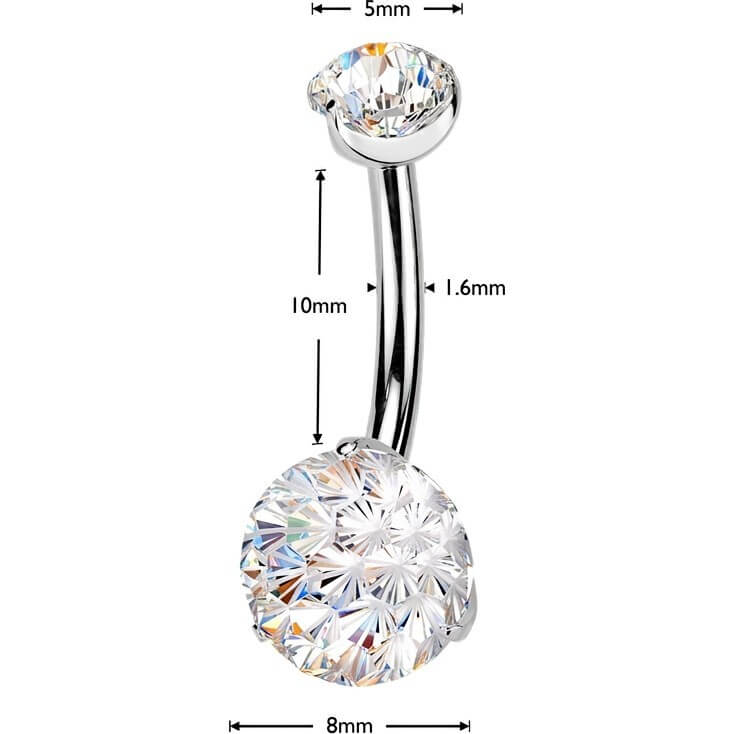 Titan Bauchnabelpiercing Doppel Zirkonia Innengewinde - Image 3