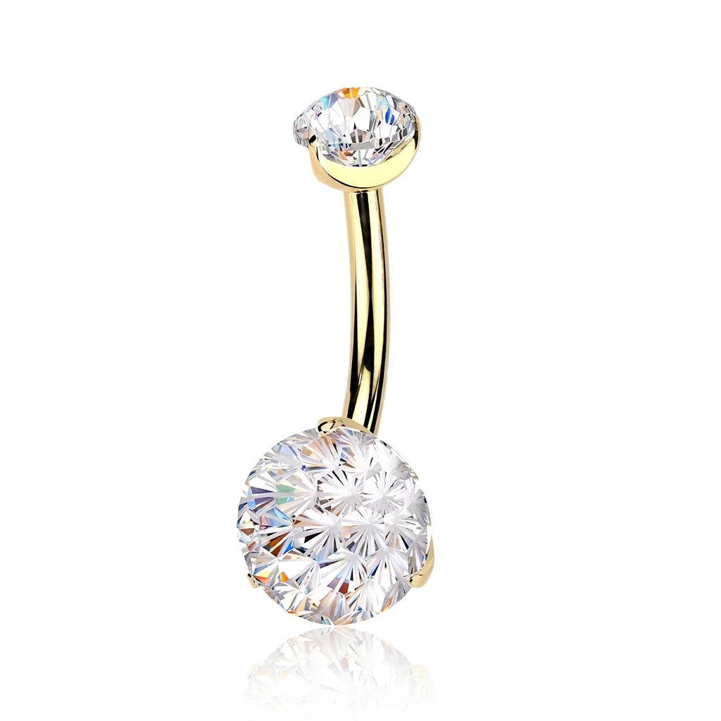 Titan Bauchnabelpiercing Doppel Zirkonia Innengewinde - Image 4