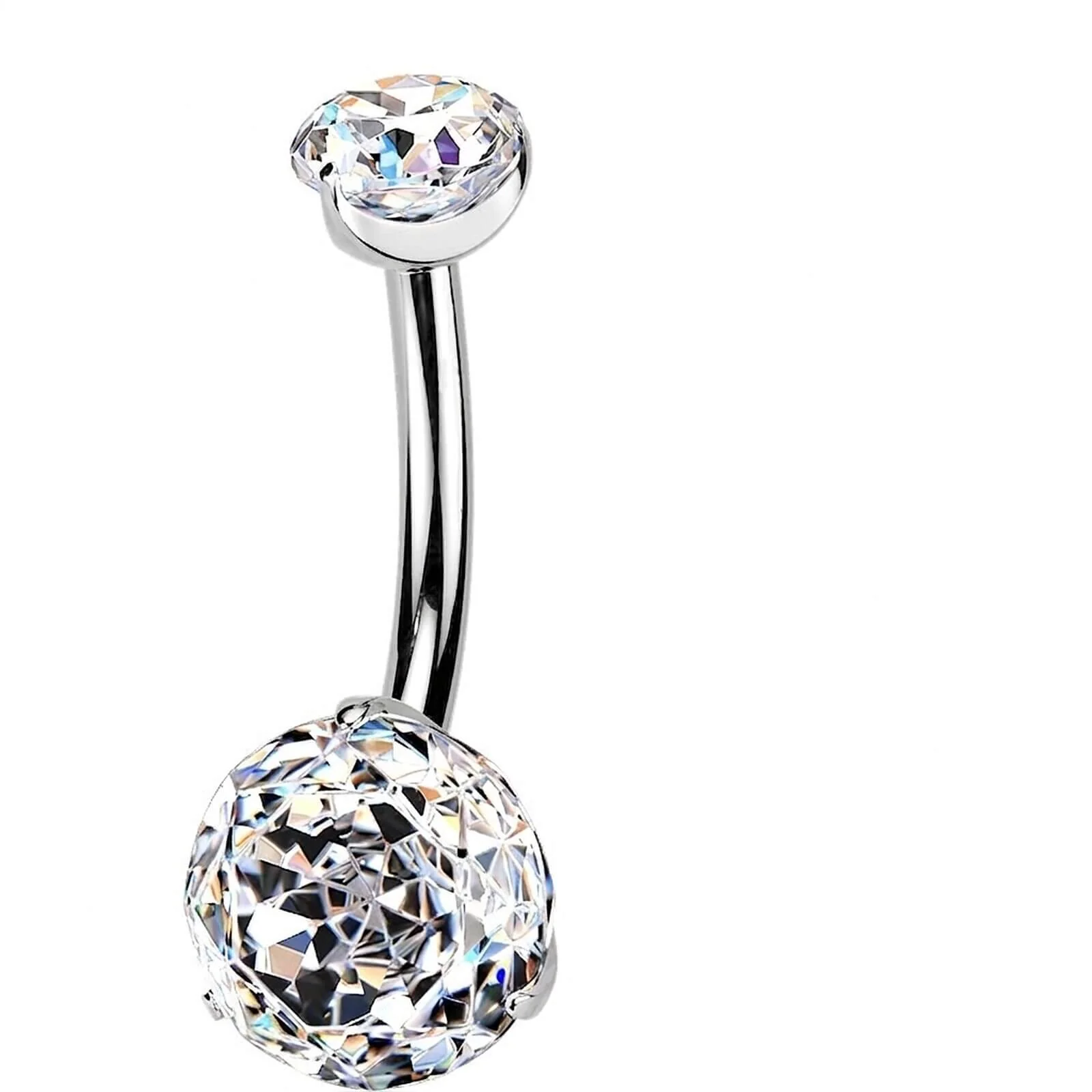 Titan Bauchnabelpiercing Doppel Zirkonia Innengewinde