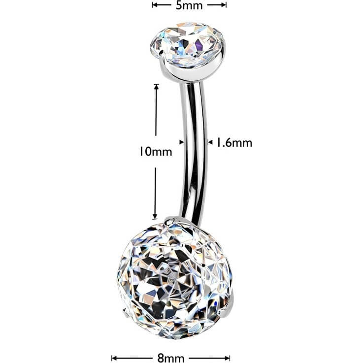 Titan Bauchnabelpiercing Doppel Zirkonia Innengewinde - Image 4