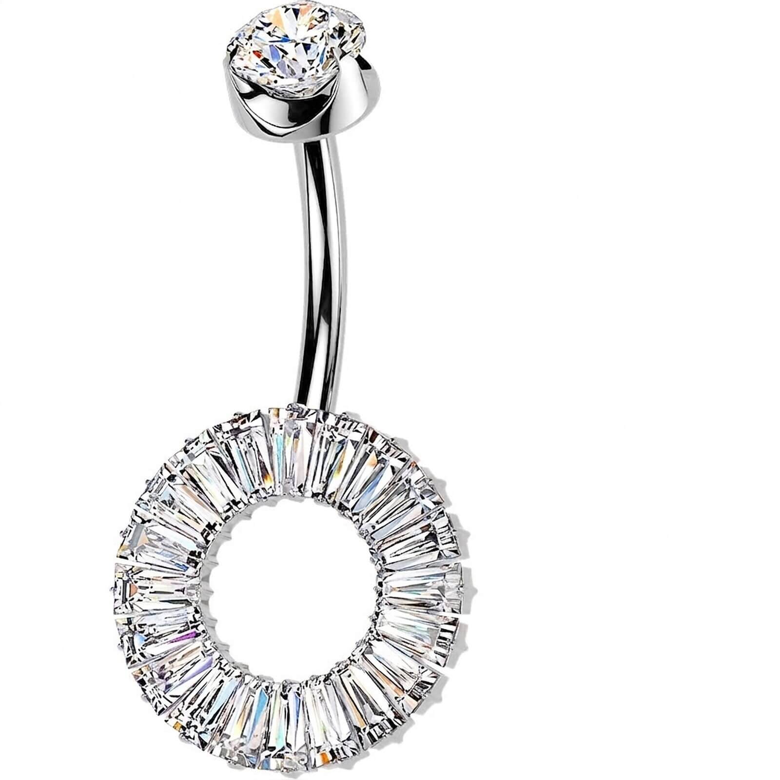 Titan Bauchnabelpiercing Zirkonia Baguette-Schnitt Innengewinde