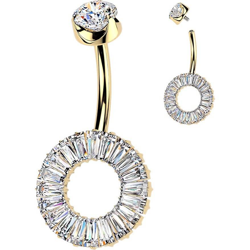 Titan Bauchnabelpiercing Zirkonia Baguette-Schnitt Innengewinde - Image 2