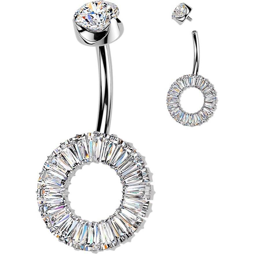 Titan Bauchnabelpiercing Zirkonia Baguette-Schnitt Innengewinde - Image 3