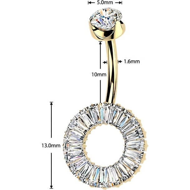 Titan Bauchnabelpiercing Zirkonia Baguette-Schnitt Innengewinde - Image 4