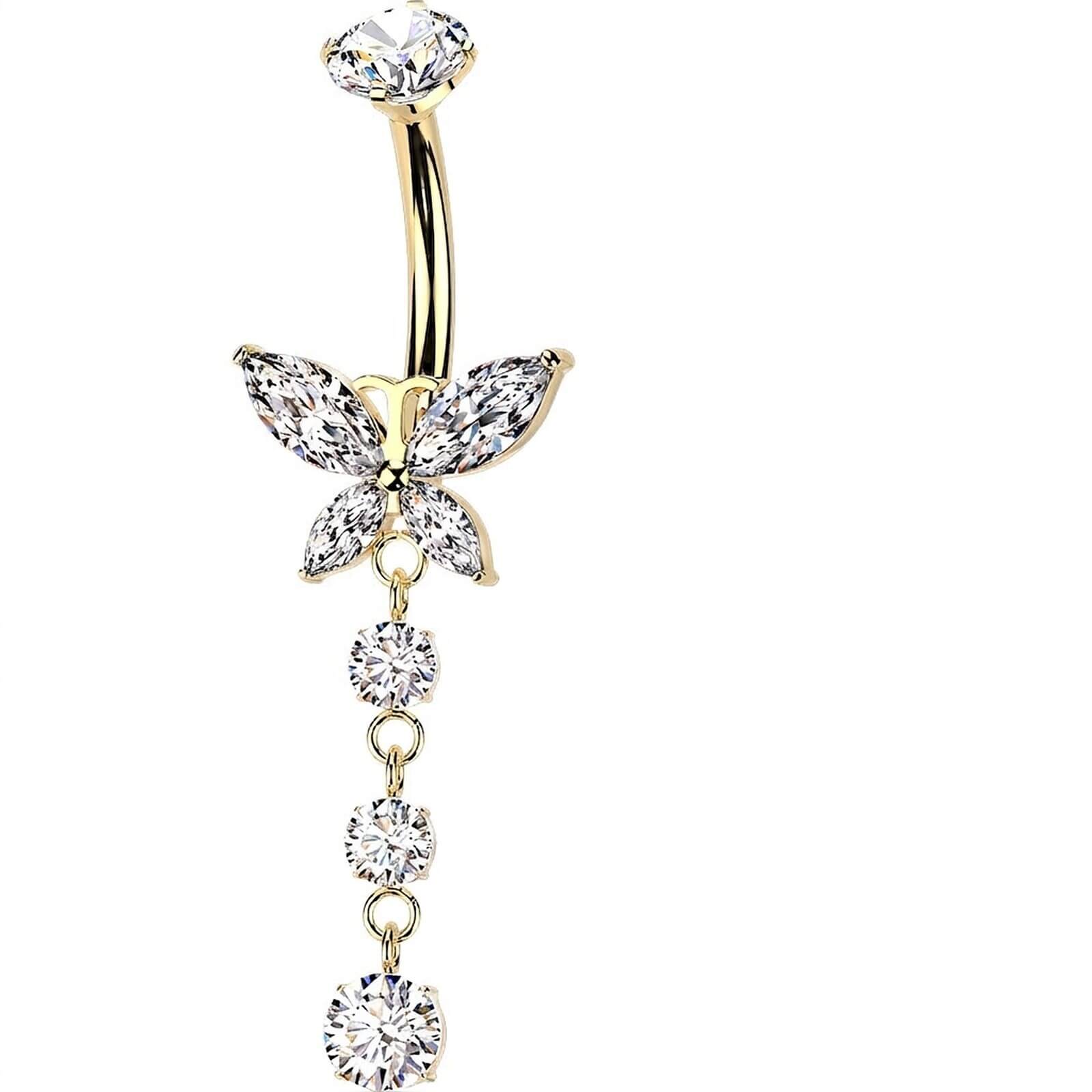 Titan Bauchnabelpiercing Schmetterling Zirkonia Beweglich Innengewinde