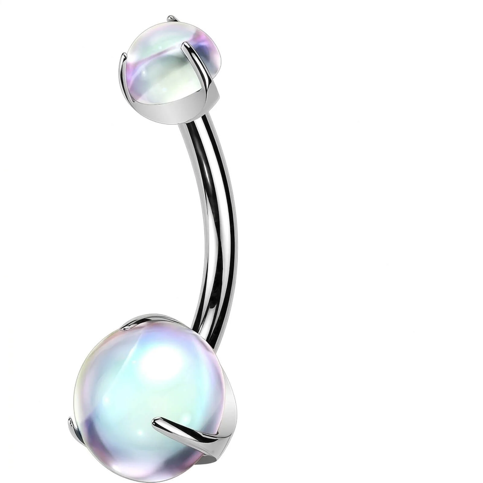Titan Bauchnabelpiercing Krappenfassung doppelter Mondstein Innengewinde