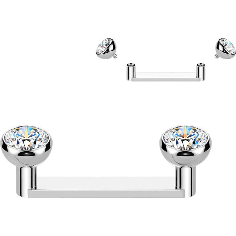 Titan Surface Barbell Zirkonia Zargenfassung Innengewinde - Image 4
