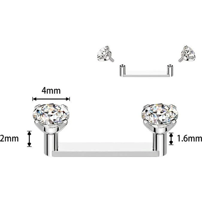 Titan Surface Barbell Zirkonia Krappfassung Innengewinde - Image 2