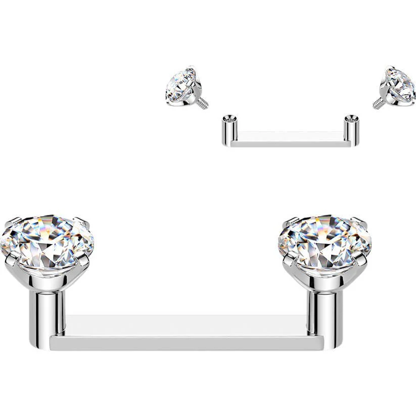Titan Surface Barbell Zirkonia Krappfassung Innengewinde - Image 3