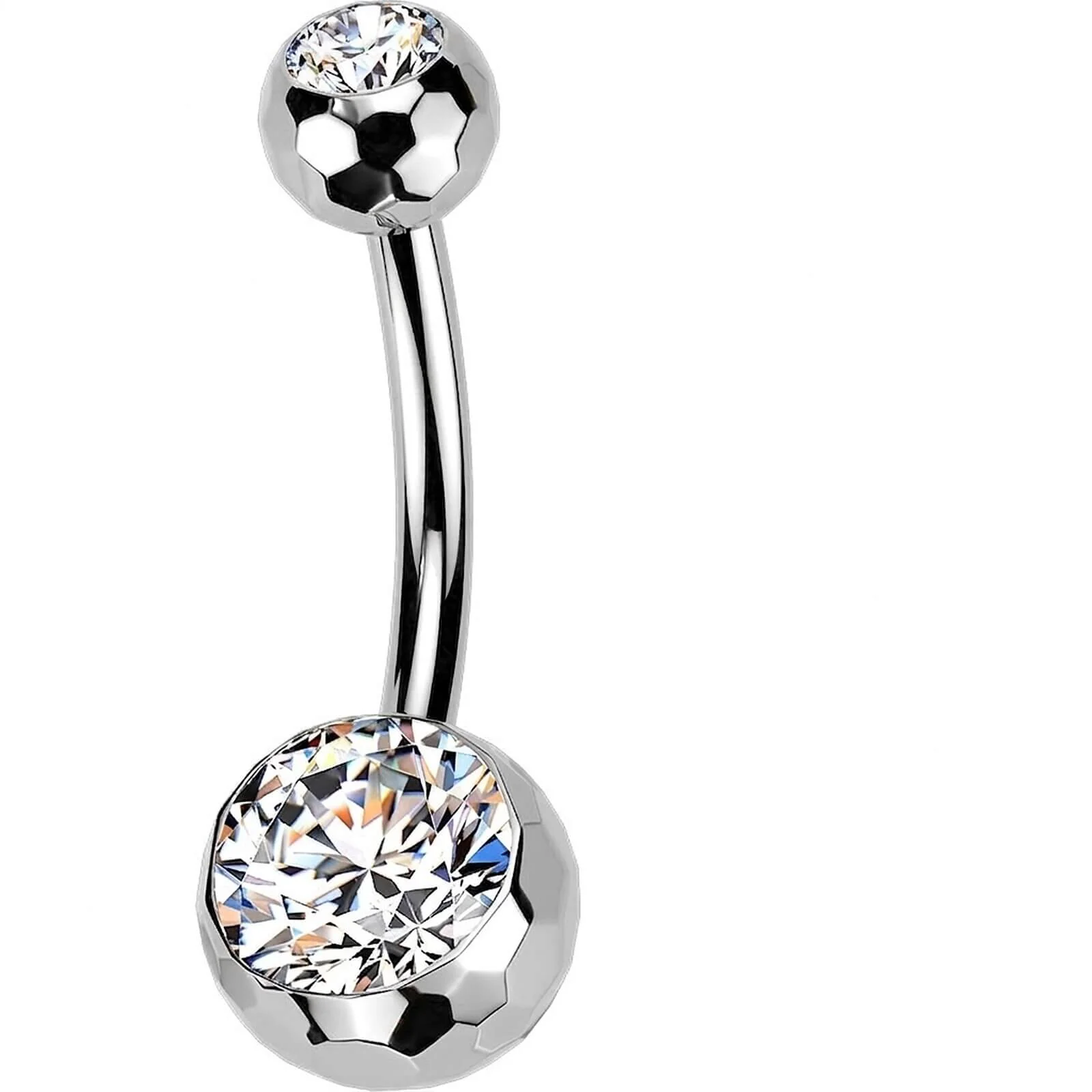 Titan Bauchnabelpiercing Doppel Zirkonia