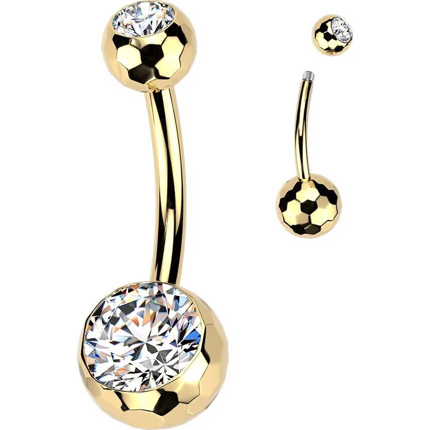 Titan Bauchnabelpiercing Doppel Zirkonia - Image 2