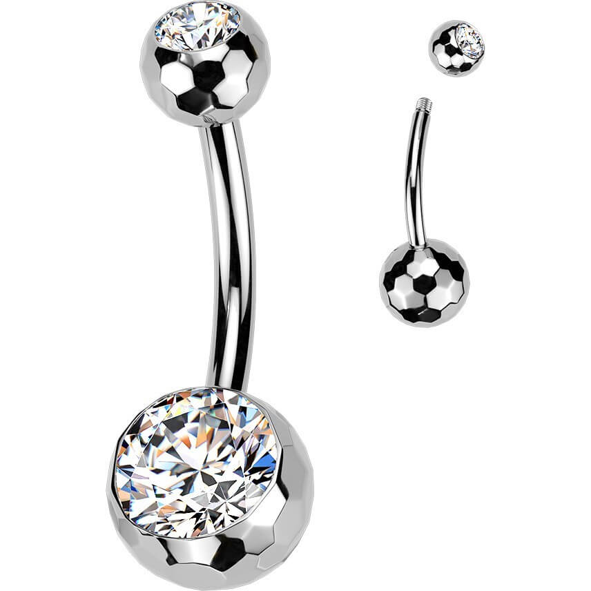 Titan Bauchnabelpiercing Doppel Zirkonia - Image 3