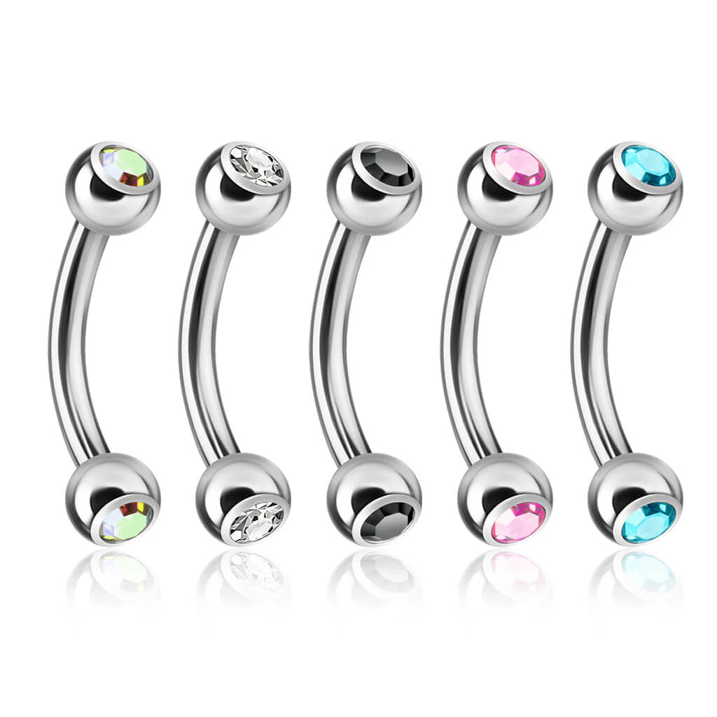 Augenbrauenpiercing Kugel Zirkonia Silber, 5 Stück - Image 2