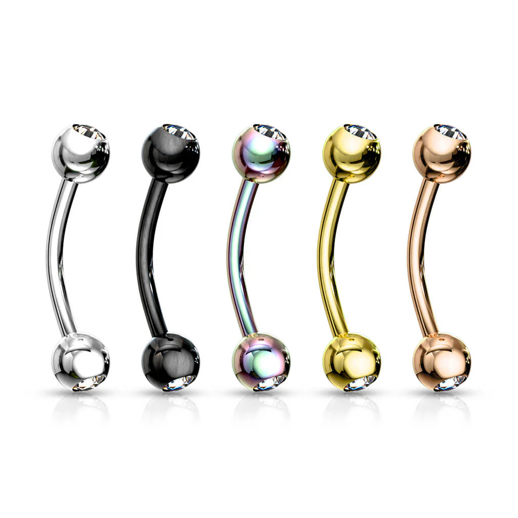 Augenbrauenpiercing Kugel Zirkonia Titan PVD, 5 Stück - Image 2
