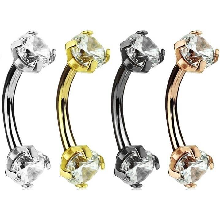 Augenbrauenpiercing Zirkonia Innengewinde, 4 Stück