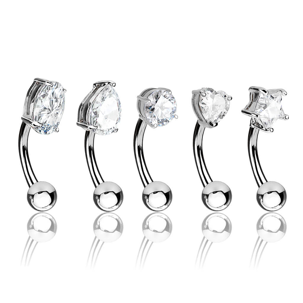 Augenbrauenpiercing Silber Zirkonia, 5 Stück - Image 2