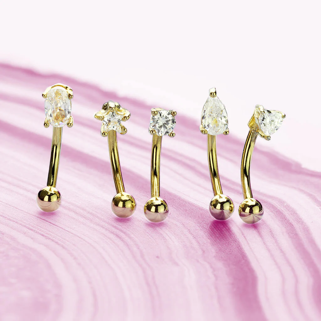 Augenbrauenpiercing Silber Zirkonia, 5 Stück - Image 3