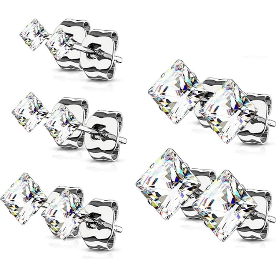 Quadrat Zirkonia 5 Paar, 5 Paar