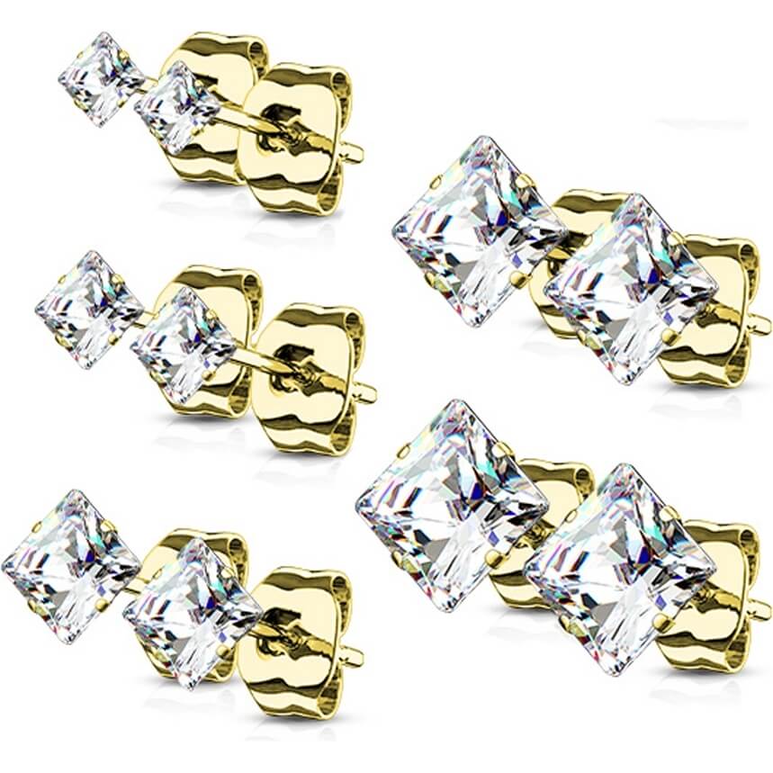 Quadrat Zirkonia 5 Paar, 5 Paar - Image 2