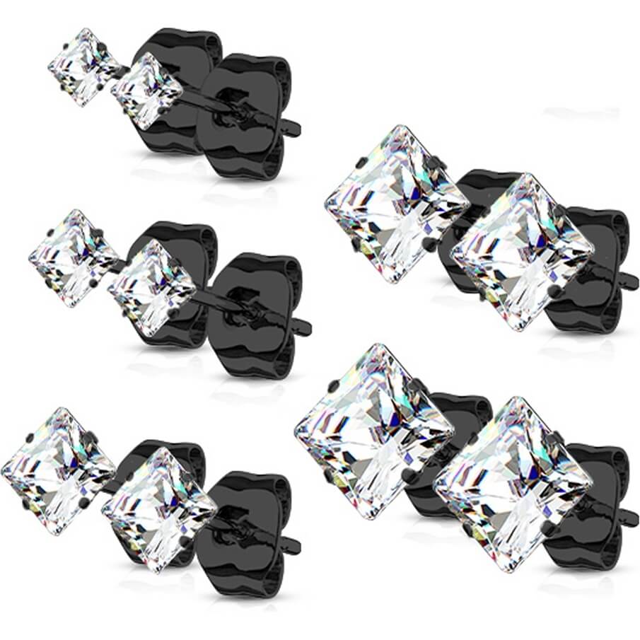 Quadrat Zirkonia 5 Paar, 5 Paar - Image 3