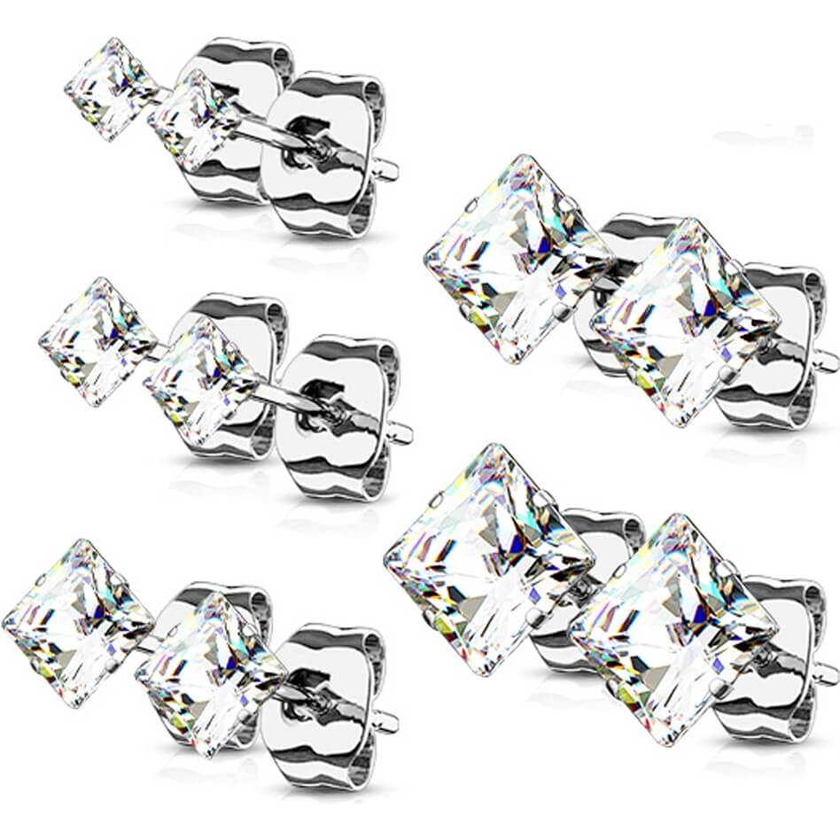 Quadrat Zirkonia 5 Paar, 5 Paar - Image 6