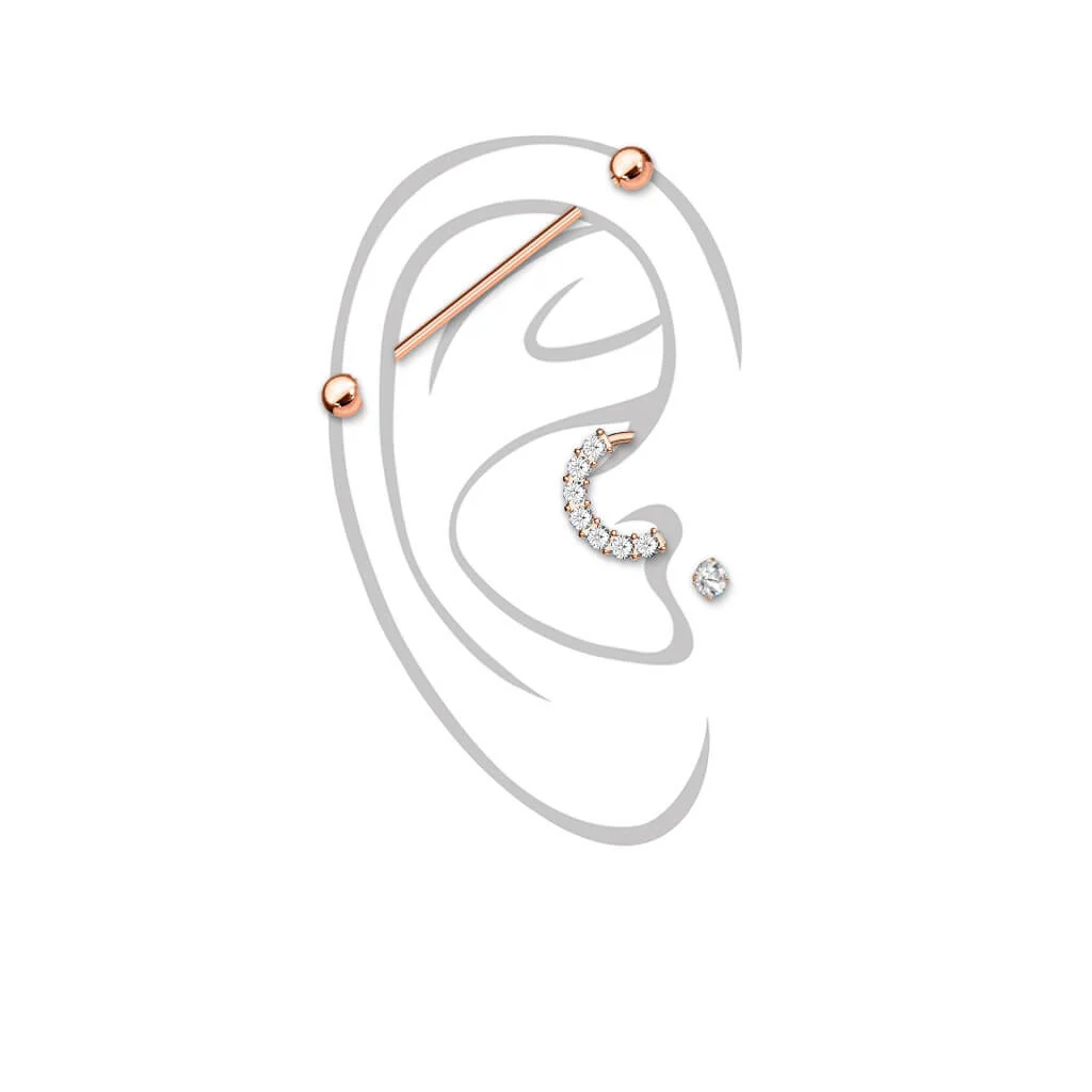 Barbell Set Zirkonia Barbell Ring, 3 Stück - Image 3