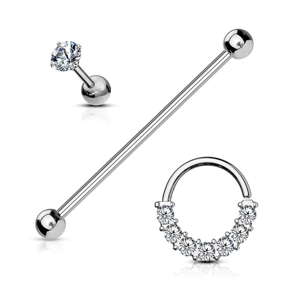 Barbell Set Zirkonia Barbell Ring, 3 Stück - Image 6