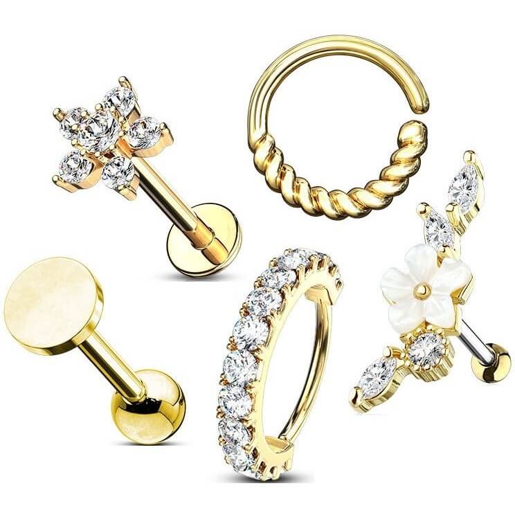 Vorteilspack Set Barbell Bendable Ring Labret, 5 Stück